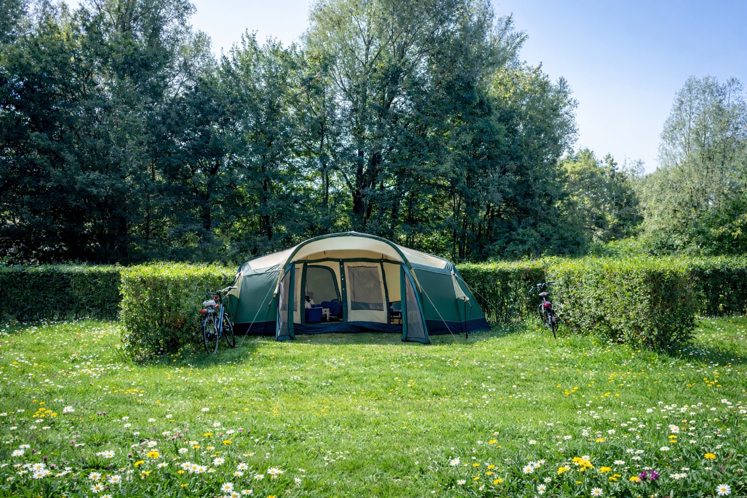 Tentplaats tussen de bomen
